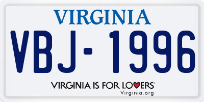 VA license plate VBJ1996