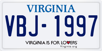 VA license plate VBJ1997