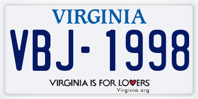 VA license plate VBJ1998