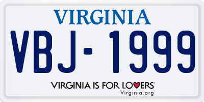 VA license plate VBJ1999