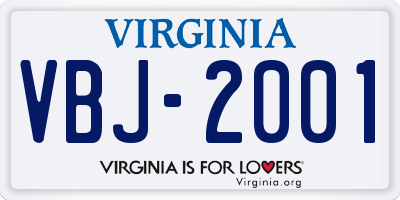 VA license plate VBJ2001