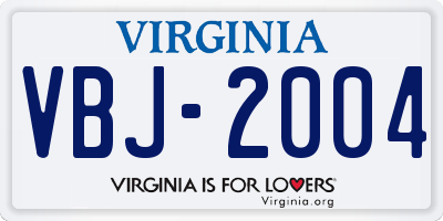 VA license plate VBJ2004