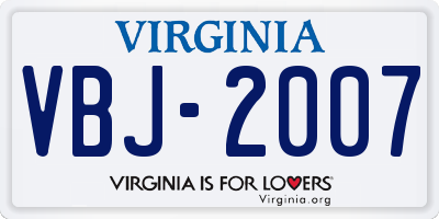 VA license plate VBJ2007