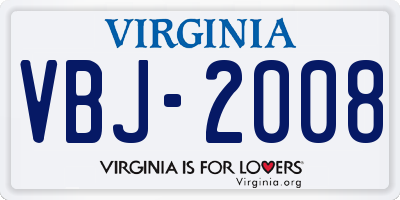 VA license plate VBJ2008