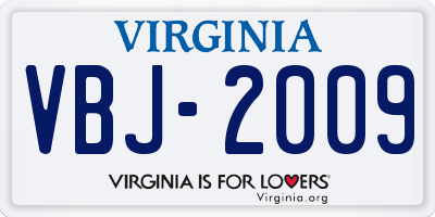 VA license plate VBJ2009