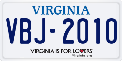 VA license plate VBJ2010