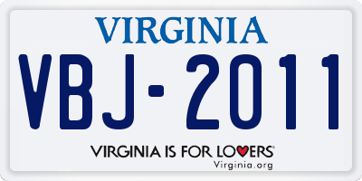 VA license plate VBJ2011