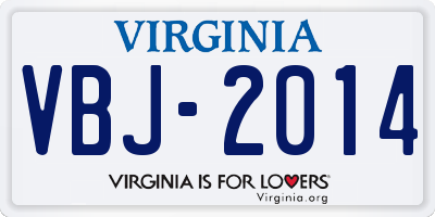 VA license plate VBJ2014