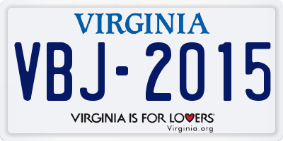 VA license plate VBJ2015