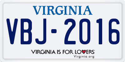 VA license plate VBJ2016