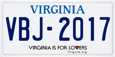 VA license plate VBJ2017