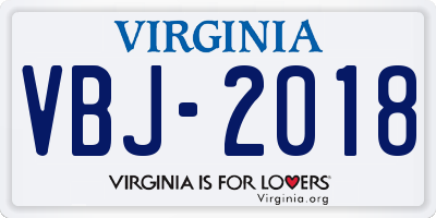 VA license plate VBJ2018