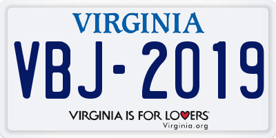 VA license plate VBJ2019