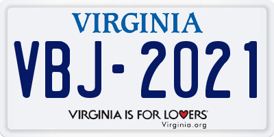 VA license plate VBJ2021