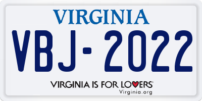 VA license plate VBJ2022