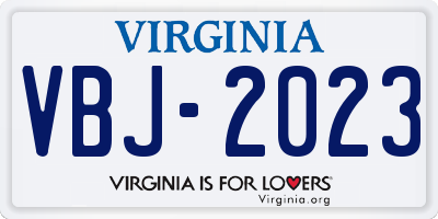 VA license plate VBJ2023