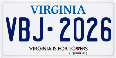VA license plate VBJ2026