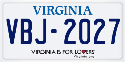 VA license plate VBJ2027