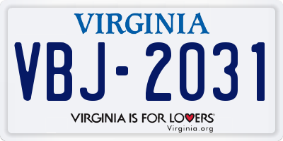VA license plate VBJ2031
