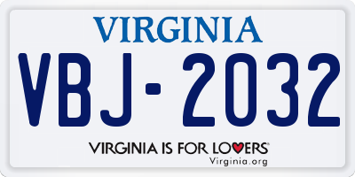 VA license plate VBJ2032