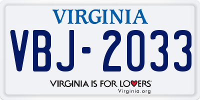 VA license plate VBJ2033