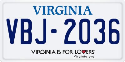 VA license plate VBJ2036