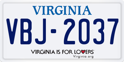 VA license plate VBJ2037