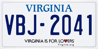 VA license plate VBJ2041