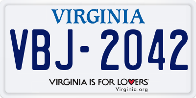 VA license plate VBJ2042