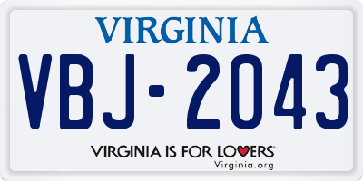 VA license plate VBJ2043