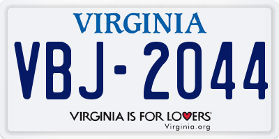 VA license plate VBJ2044