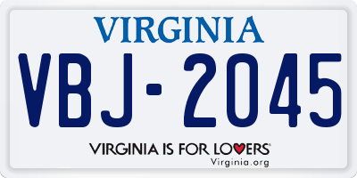 VA license plate VBJ2045