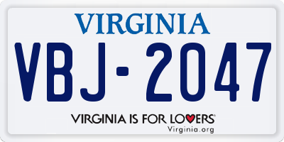 VA license plate VBJ2047