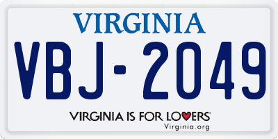 VA license plate VBJ2049