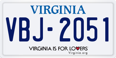 VA license plate VBJ2051