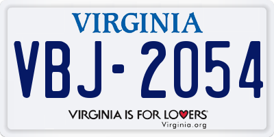 VA license plate VBJ2054