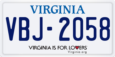 VA license plate VBJ2058