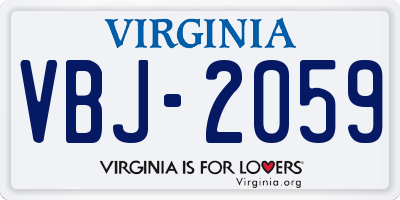 VA license plate VBJ2059