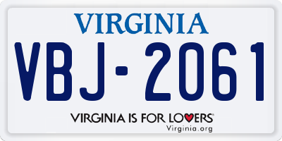 VA license plate VBJ2061
