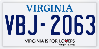 VA license plate VBJ2063