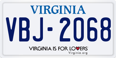 VA license plate VBJ2068