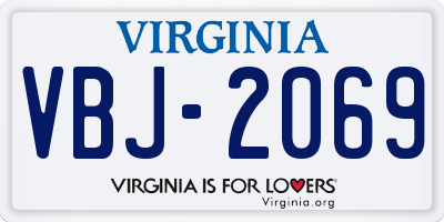VA license plate VBJ2069
