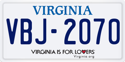 VA license plate VBJ2070