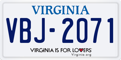 VA license plate VBJ2071