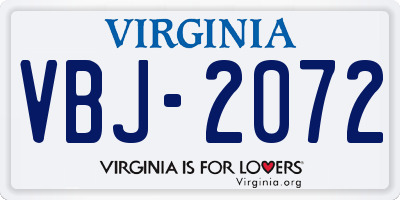 VA license plate VBJ2072