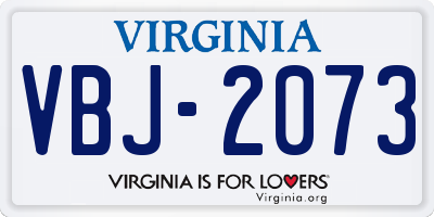 VA license plate VBJ2073