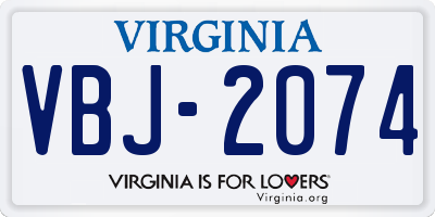 VA license plate VBJ2074