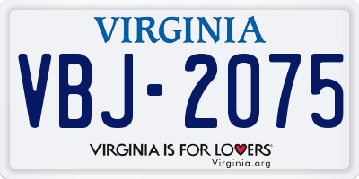 VA license plate VBJ2075