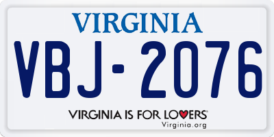 VA license plate VBJ2076