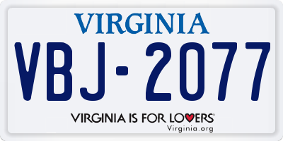VA license plate VBJ2077